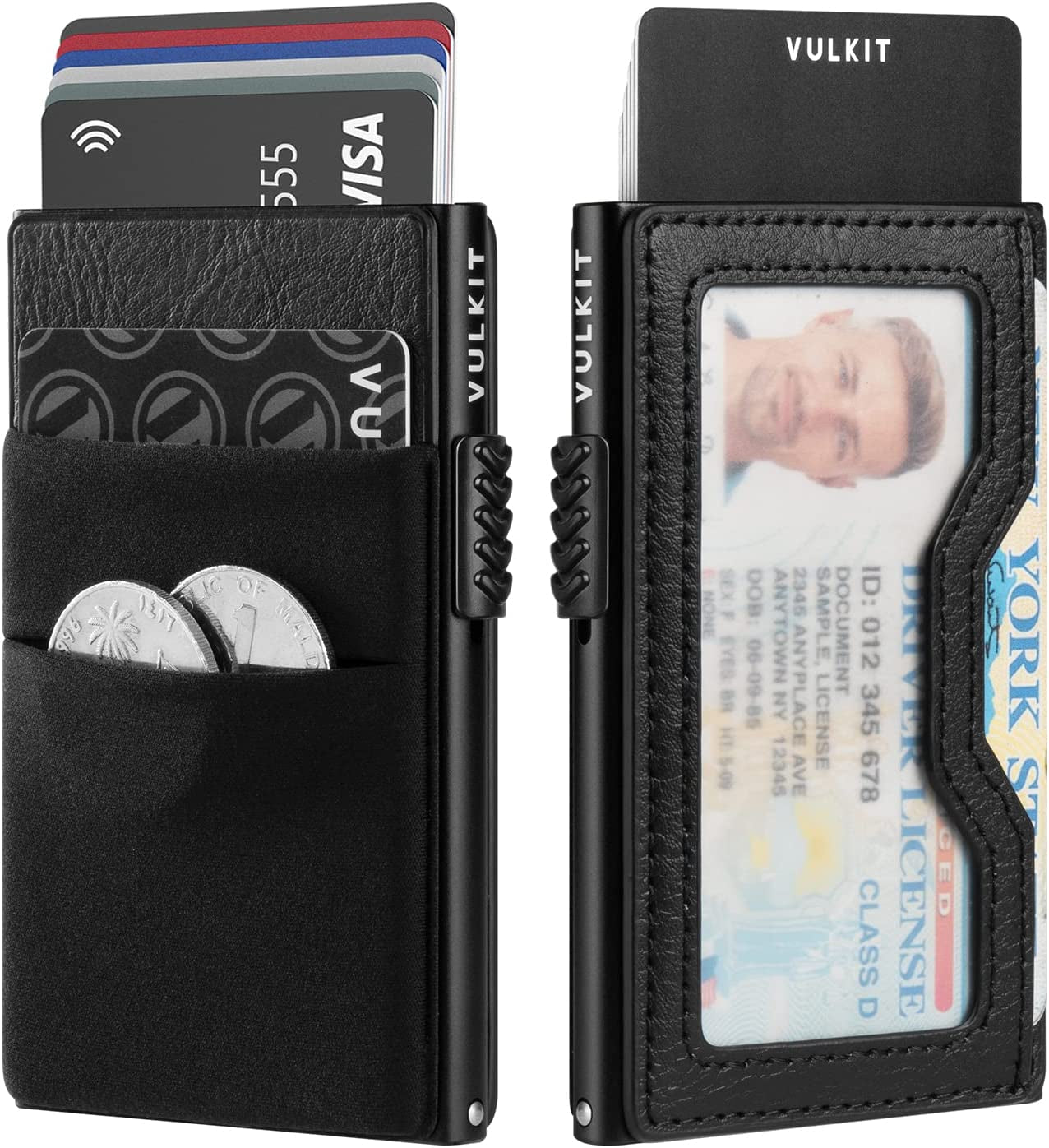 Credit Card Holder with EDC Pockets & ID Window RFID Blocking Pop up Card Wallet Slim Metal Wallet
