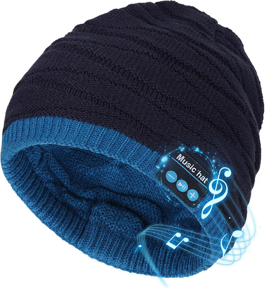 Bluetooth Beanie Hat Mens Gifts with Headphones Christmas Stocking Fillers for Dad Teenagers Winter Knitted Music Cap with Built-In Stereo Speakers & Mic Cool Tech Gadgets Gifts Boys Girls