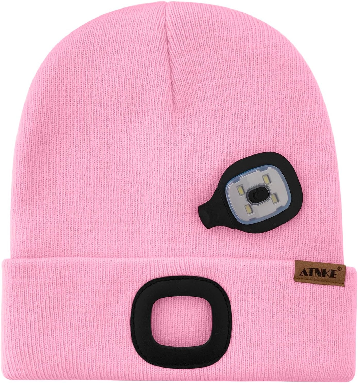 LED Lighted Beanie Hat,Usb Rechargeable 4 LED Running Headlamp Ultra Bright Cap with Light Hands Free Head Torch Winter Warm Knit Beany Tech Gifts for Men Women and Dad