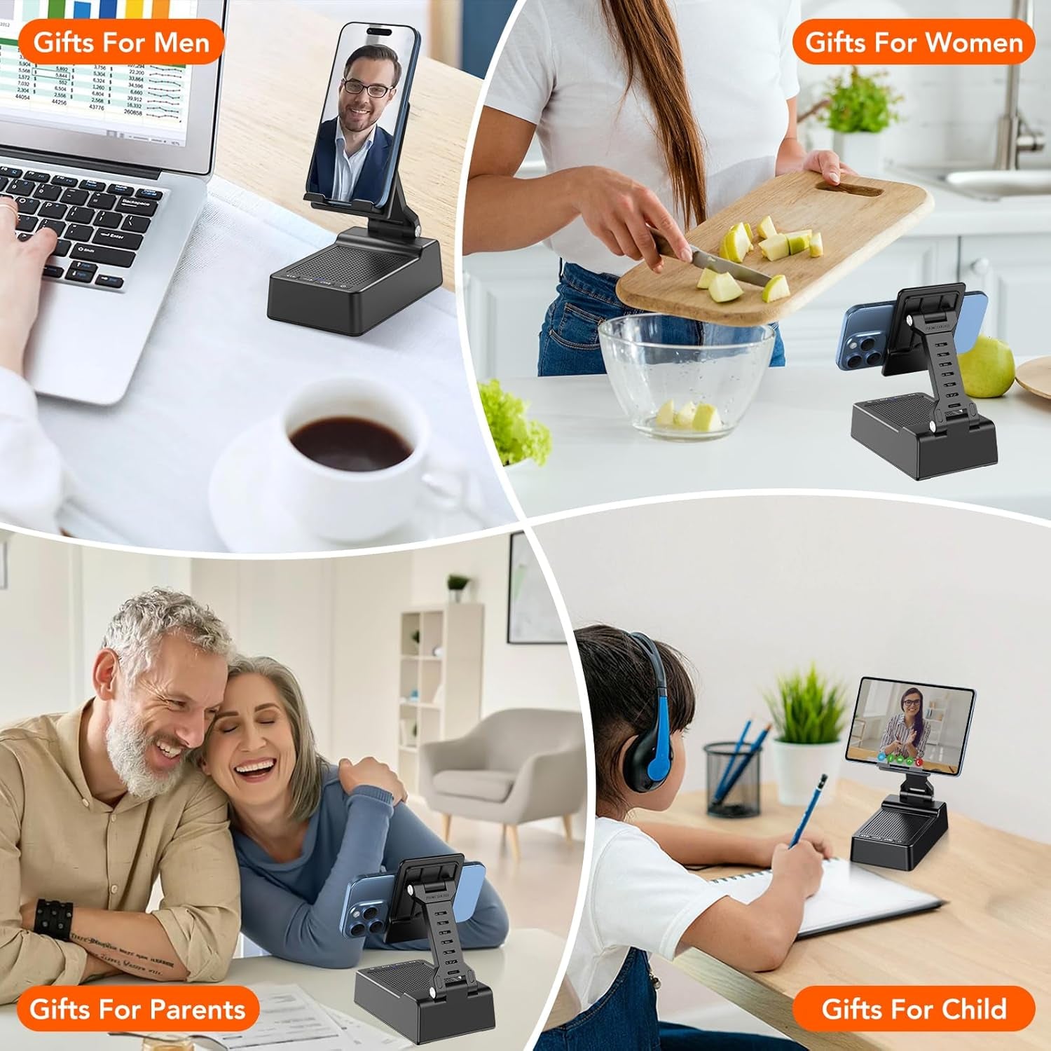 Foldable Phone Stand with Wireless Bluetooth Speaker and Anti-Slip Base, Birthday Gifts for Men/Women, Gadgets for Anniversary Idea Gift, Valentine'S Day Gift for Beloved
