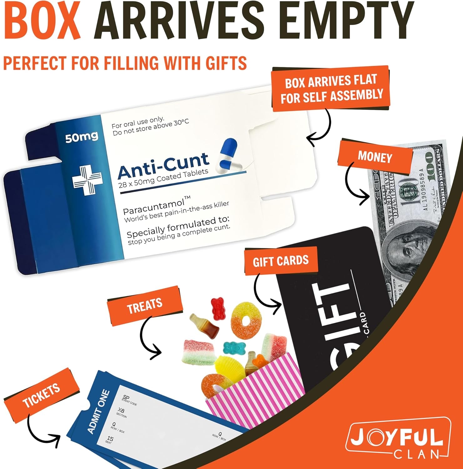 Funny Joke Pill Box Prank Gag Gifts for Men Funny Valentines Gifts for Him Secret Santa Novelty Stocking Filler Birthday Gifts for Women Rude Silly Presents for Boyfriend Dad (Anti-C*Nt)