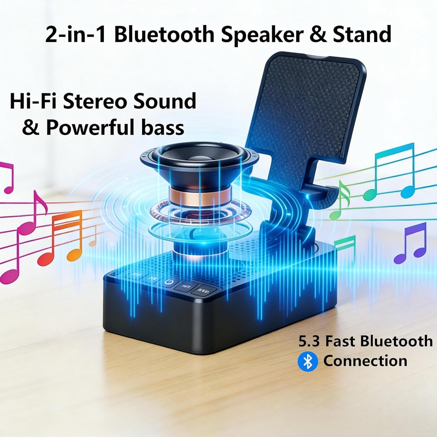 Phone Stand with Bluetooth Speake,Gifts for Men Women,Phone Stand for Desk Compatible with Iphone, Ipad, Samsung Galaxy,Birthday Gifts for Women,Gadgets for Men,Cool Tech Gadgets