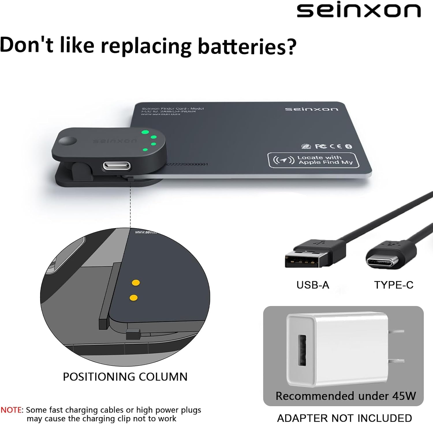 Wallet Finder RFID Blocking Card IP68 Item Tracker with Recharge Clip Works with Apple Find My APP & Network (Ios Only)