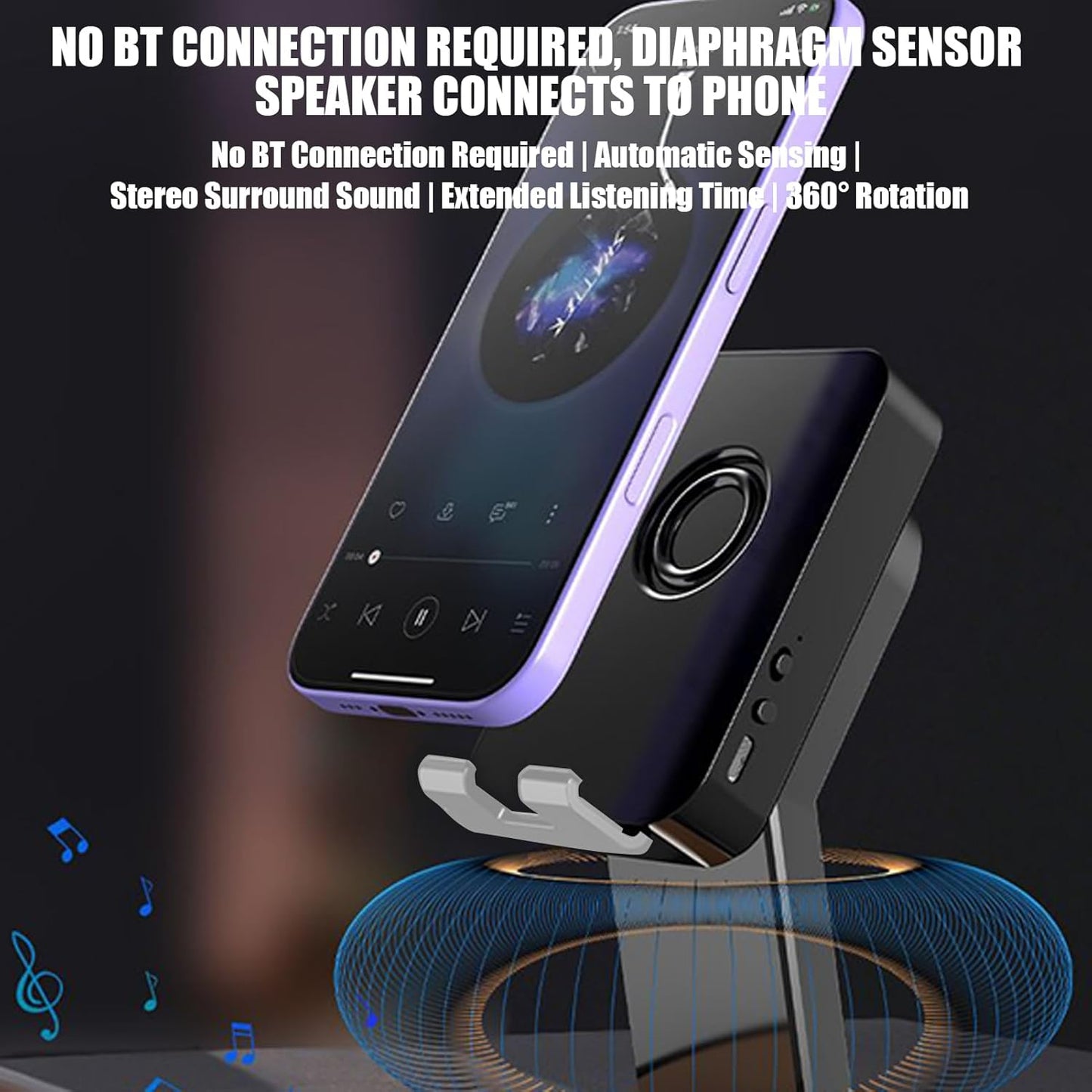 Induction Speaker - Wireless Stereo Sound Induction - Phone Holder Speaker Cool Tech Gadgets | for Men Women Birthday Home Office School Travel Outdoor Bedroom Living Room Study