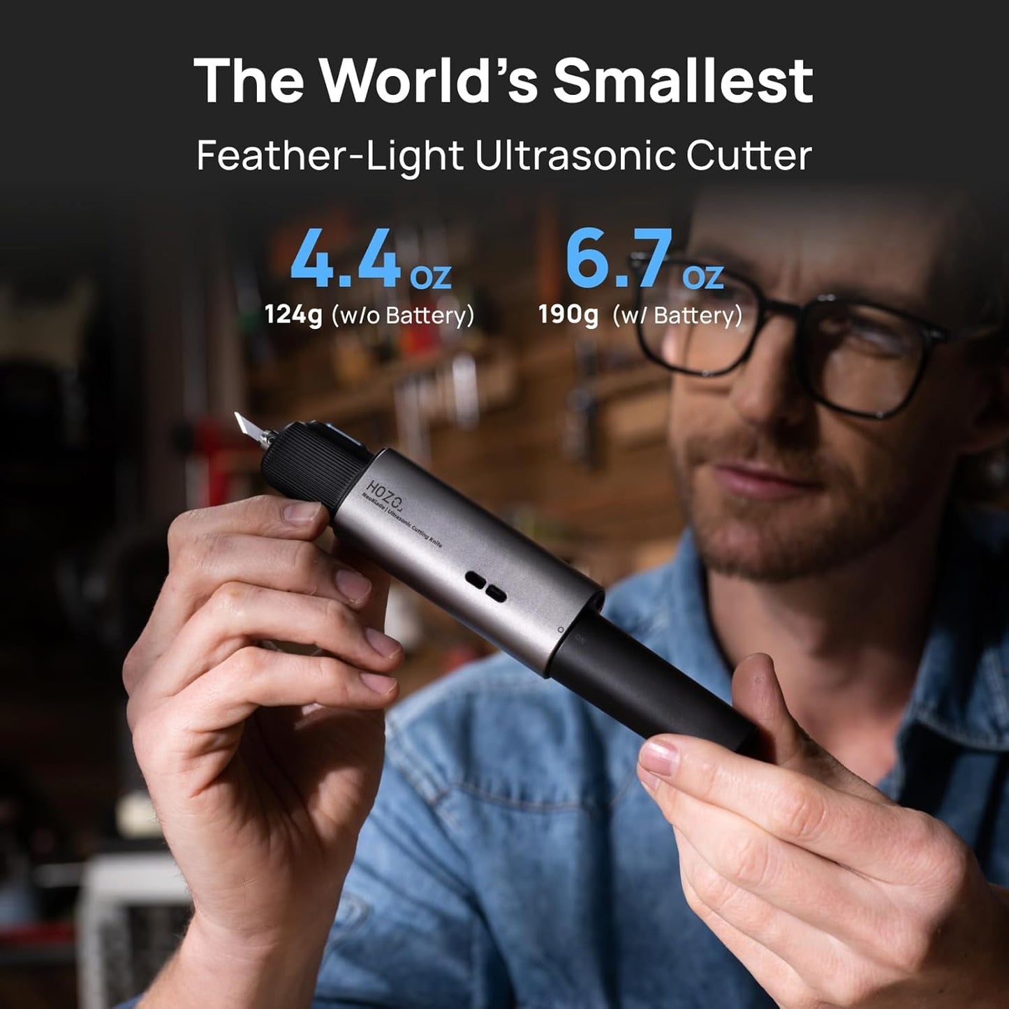 Neoblade Wireless Ultrasonic Cutter – 40Khz Vibration, 40W Smart Power, Replaceable Battery, Turbo Cooling, LED Light, 2 Cutting Modes, for 3D Printing, Resin, Dental, Carbon Fiber,Acrylic & DIY