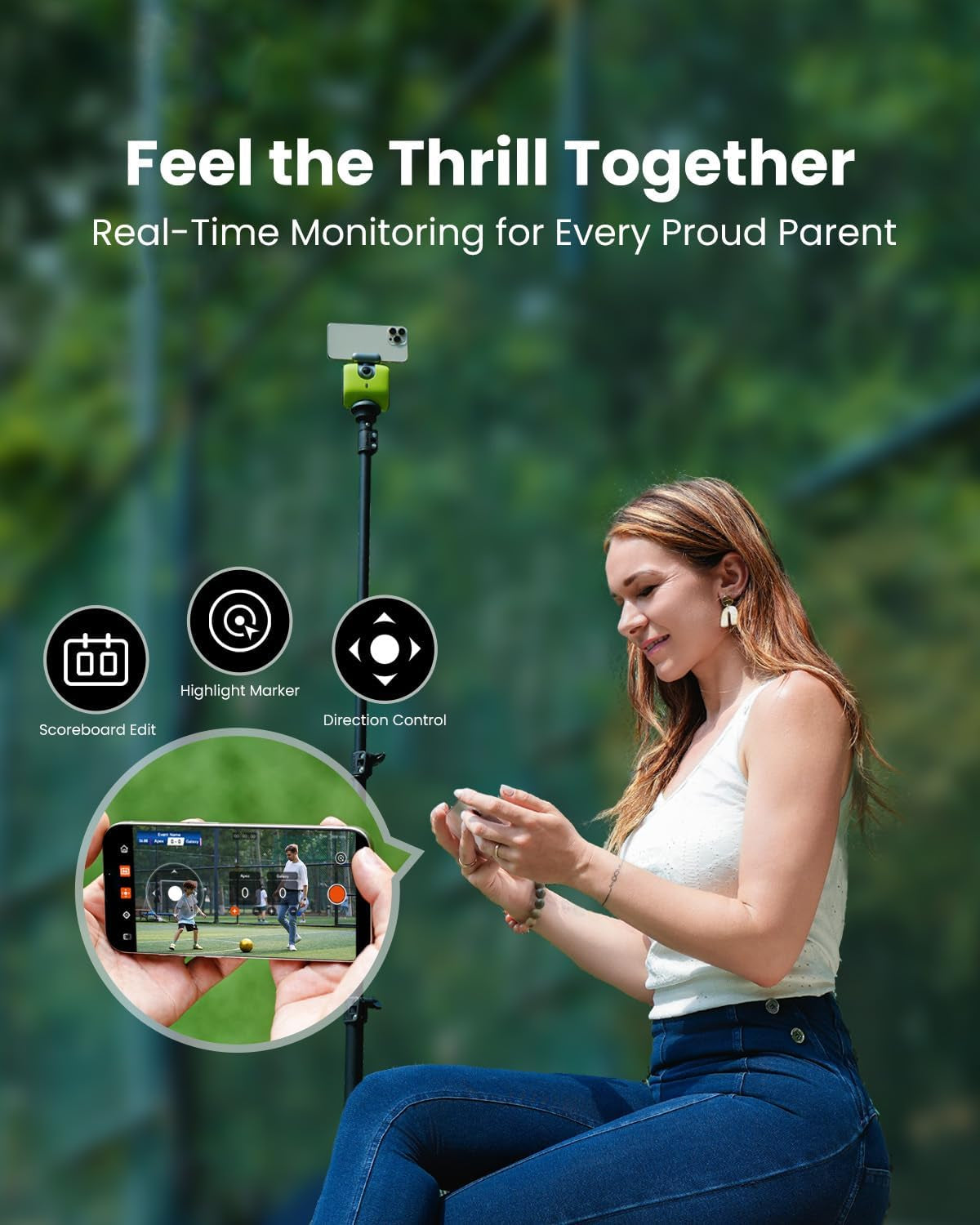 Chameleon AI Auto Sports Action Camera - 4K 60FPS Football Camera and Basketball Tracking Camera for Team Sports, Live Streaming, No Subscription, Works with Ios & Android (Lemon Green)