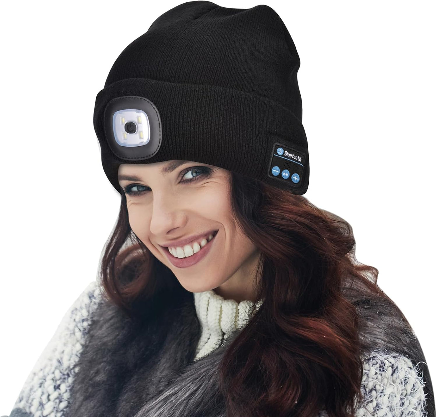 Unisex Bluetooth Beanie Light,4 LED USB Rechargeable Wireless Headphones Tech Caps,Gifts for Men Father Dad Husband Boyfriend Him Women Teen Boys
