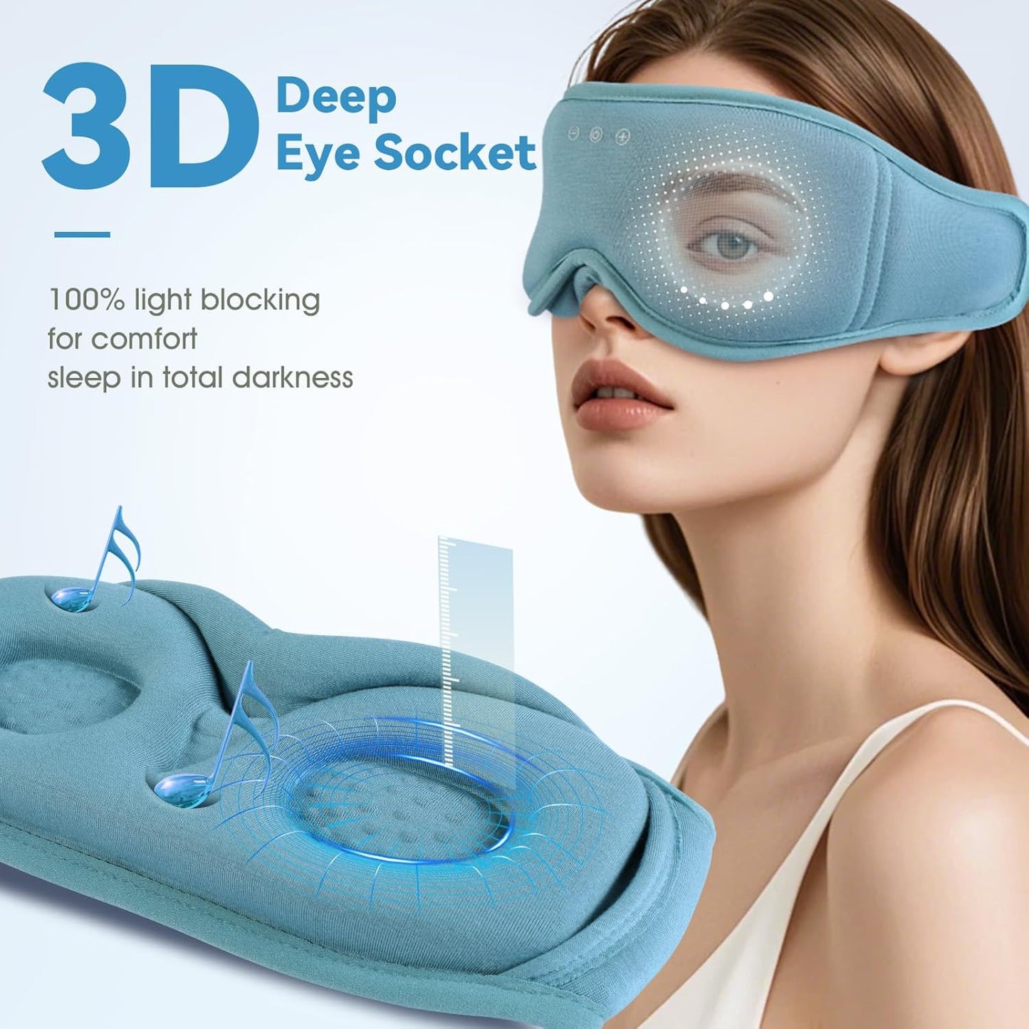 Sleep Mask Headphones | 100% Blackout 3D Organic Bamboo Cotton Eye Mask for Travel & Restful Sleep,Shift Work | Bluetooth 5.4 Sleep Headphone Cool Gadgets Gift for Men & Women!