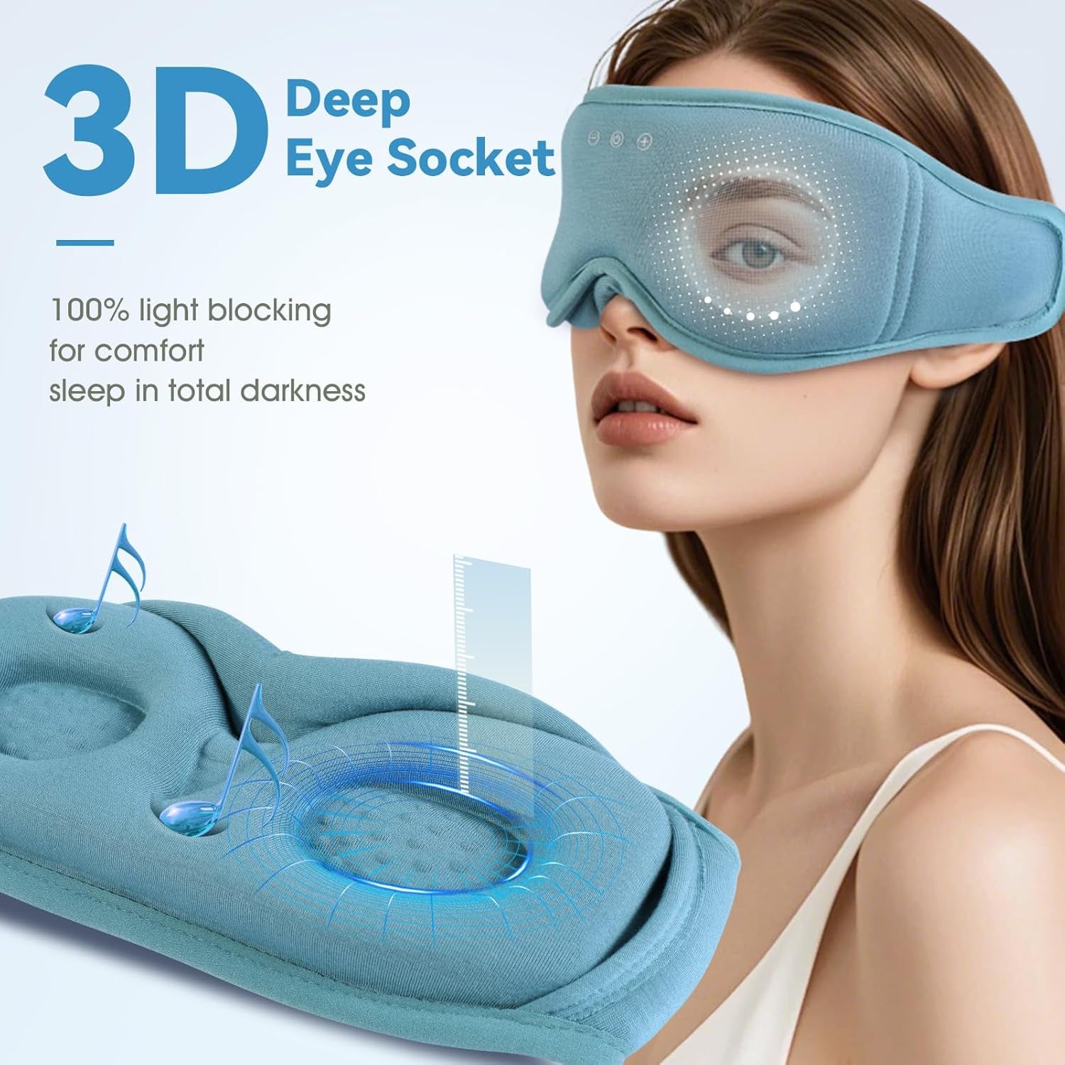 Sleep Mask Headphones | 100% Blackout 3D Organic Bamboo Cotton Eye Mask for Travel & Restful Sleep,Shift Work | Bluetooth 5.4 Sleep Headphone Cool Gadgets Gift for Men & Women!