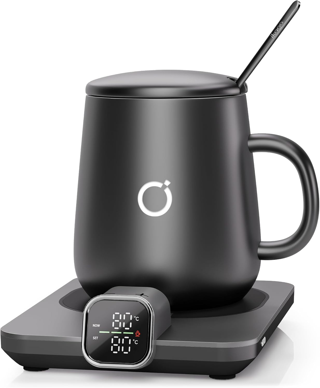 Heated Smart Coffee & Tea Mug Warmer Set - 1℃ Precise Temp Control & Real-Time Display, Auto Shut-Off, Electric Mug Warmer for Desk, Gifts for Women & Men, Home & Office, Black