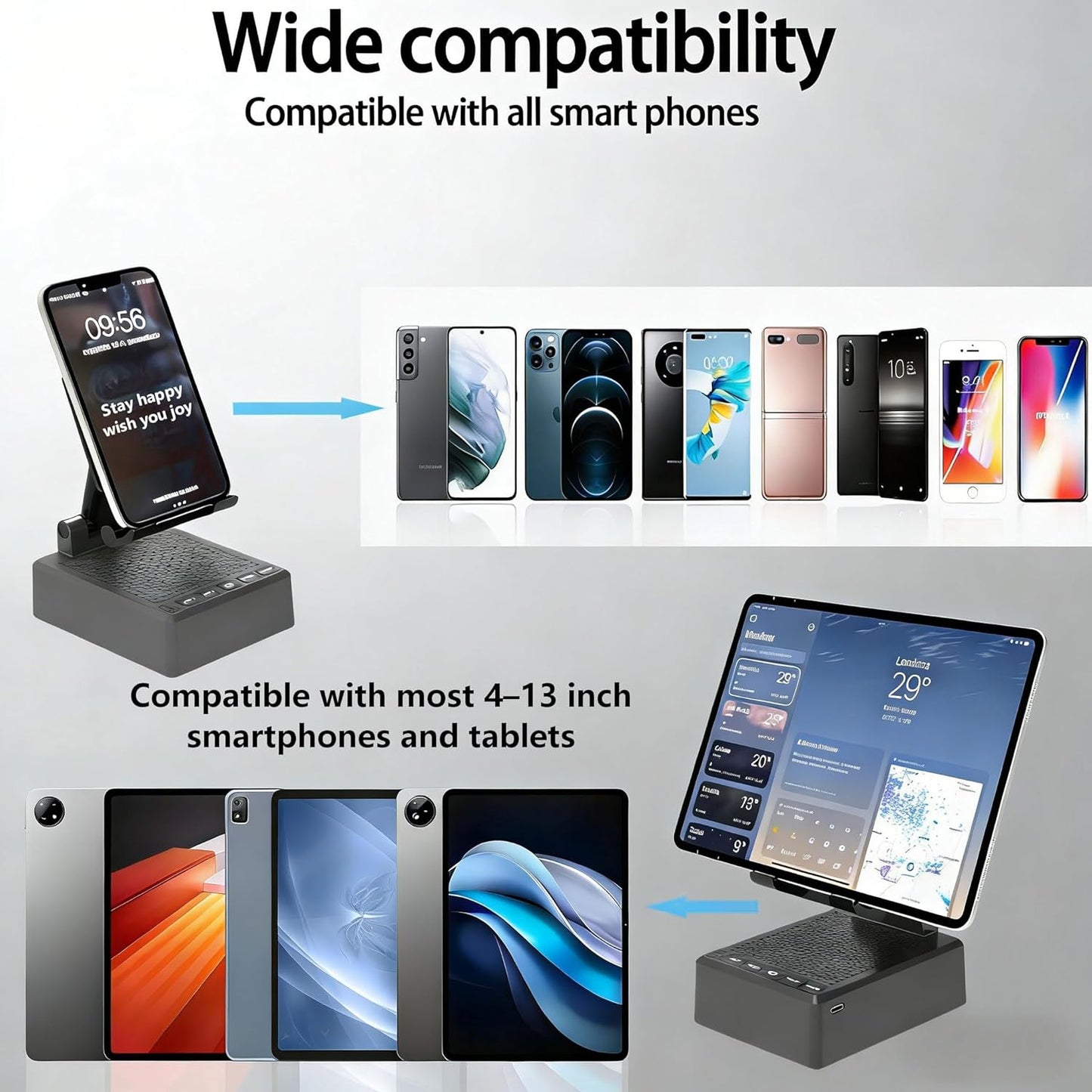 Phone Stand with Bluetooth Speake,Gifts for Men Women,Phone Stand for Desk Compatible with Iphone, Ipad, Samsung Galaxy,Birthday Gifts for Women,Gadgets for Men,Cool Tech Gadgets