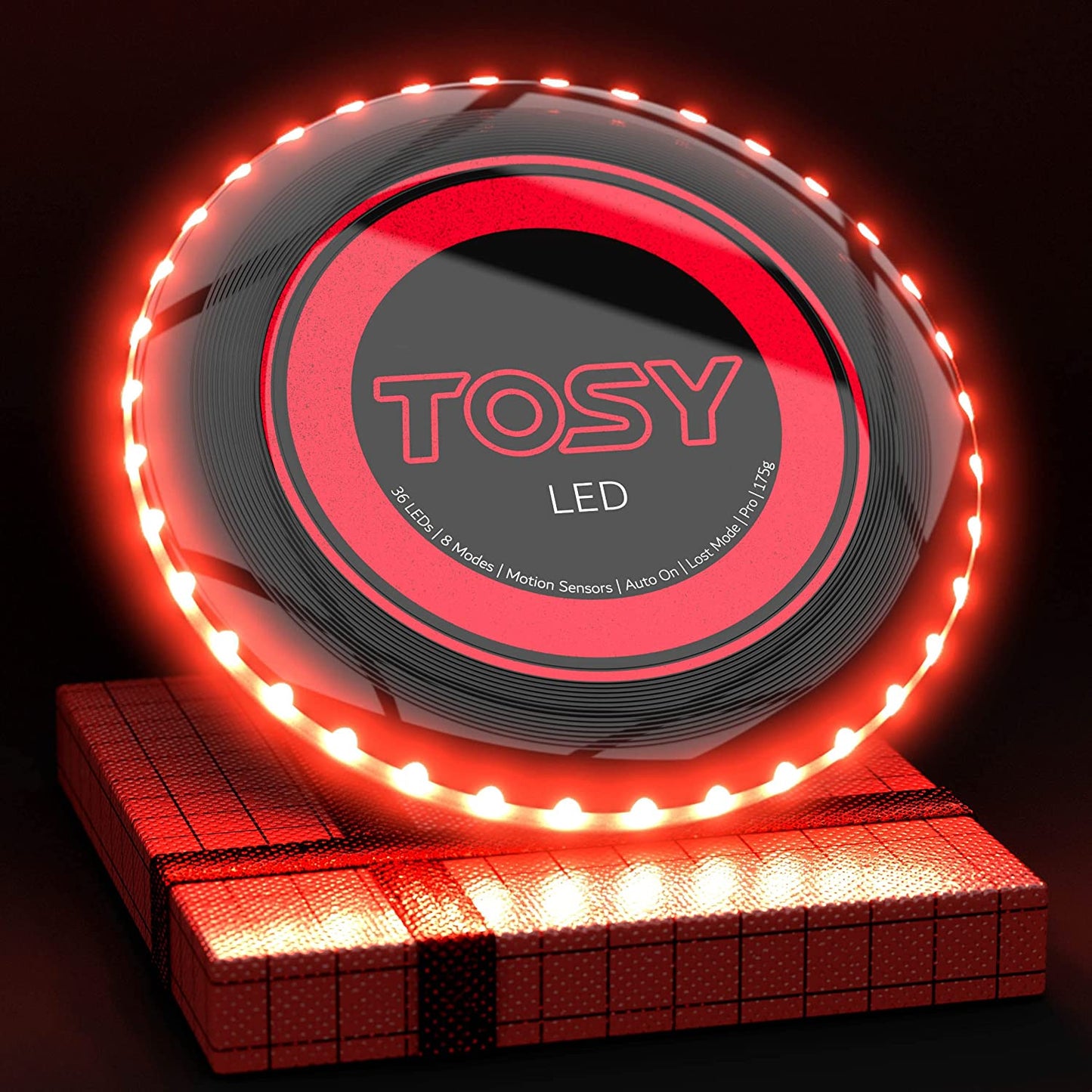 Flying Disc - 36 Monocolor Leds, Super Bright, Smart Modes, Cool Easter Gift, Camping Toy for Kid/Teen/Adult, Auto Light Up, Rechargeable, Waterproof, 175G