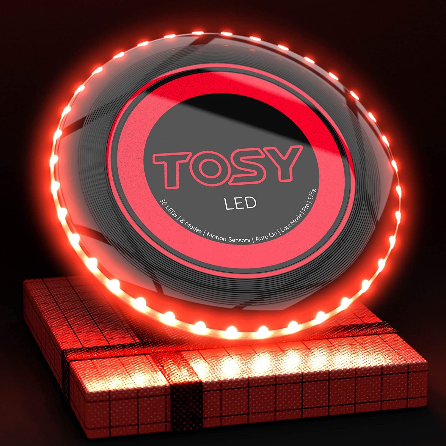 Flying Disc - 36 Monocolor Leds, Super Bright, Smart Modes, Cool Easter Gift, Camping Toy for Kid/Teen/Adult, Auto Light Up, Rechargeable, Waterproof, 175G