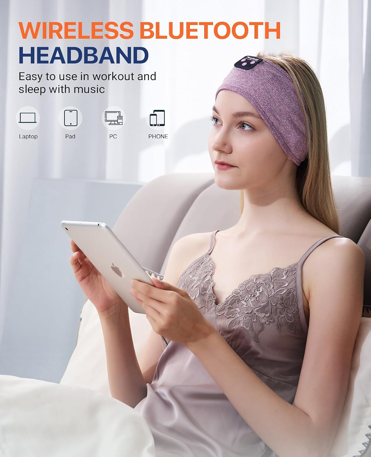 Sleeping Headphones, Bluetooth Sleep Headphones Headband Soft Comfortable Bluetooth Headband Sleep Earbuds Sports Headband Cool Tech Gadgets Sleeping Gifts Guide for Women Men