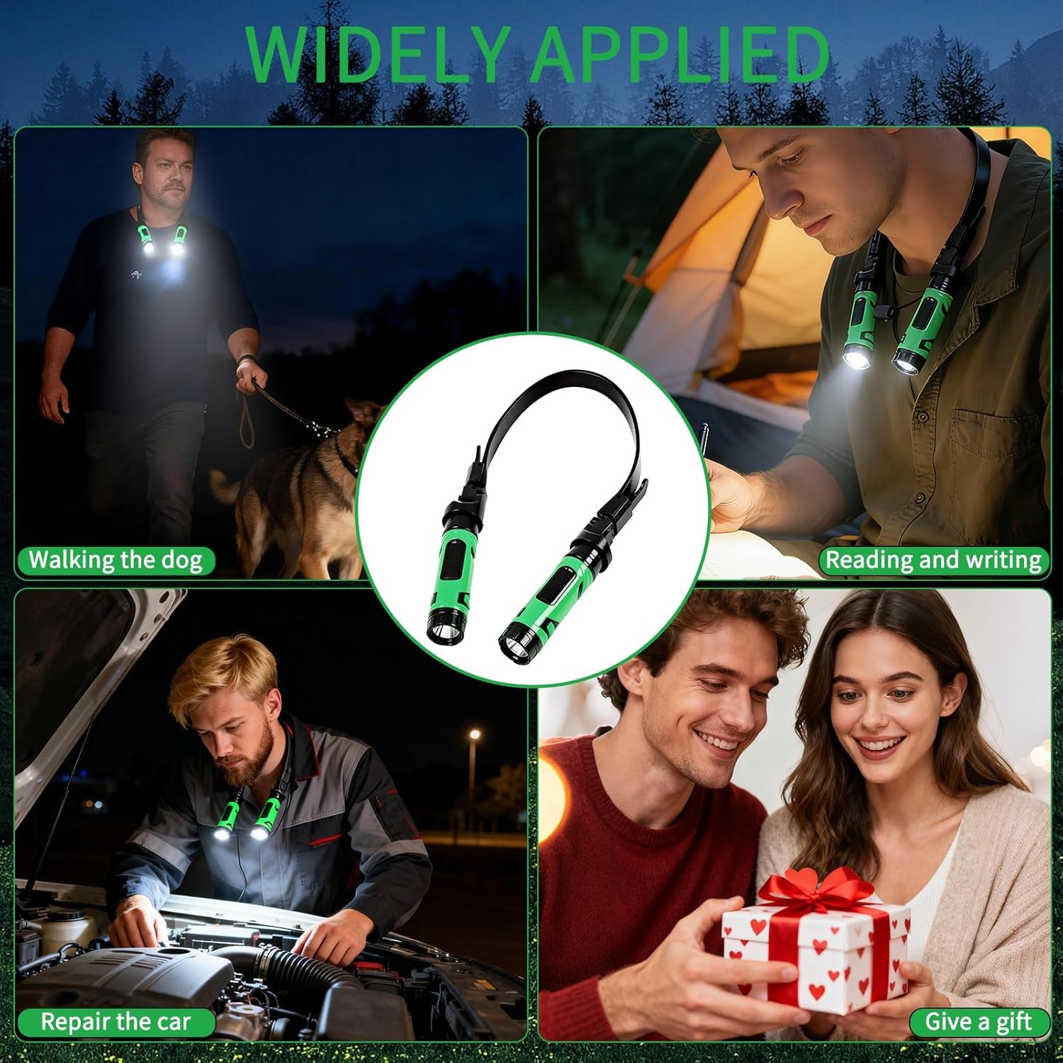 1200LM Detachable Neck Light, Rechargeable LED Neck Gadgets with Removable Magnetic Torches, Hands Free Mechanic Wearable for Craft, Reading, Knitting, Camping, Repairing, around 100Hrs Lasting