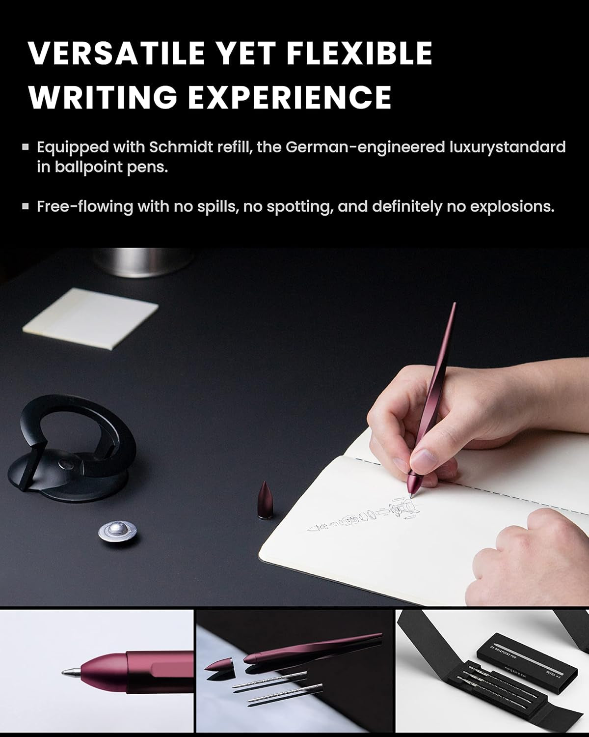 Hoverpen Interstellar Edition - Futuristic Luxury Pen Made with Aerospace Alloys, Unique Aesthetic, Free Spinning Executive Pen, Birthday Gifts for Men & Women (Mars Magma)