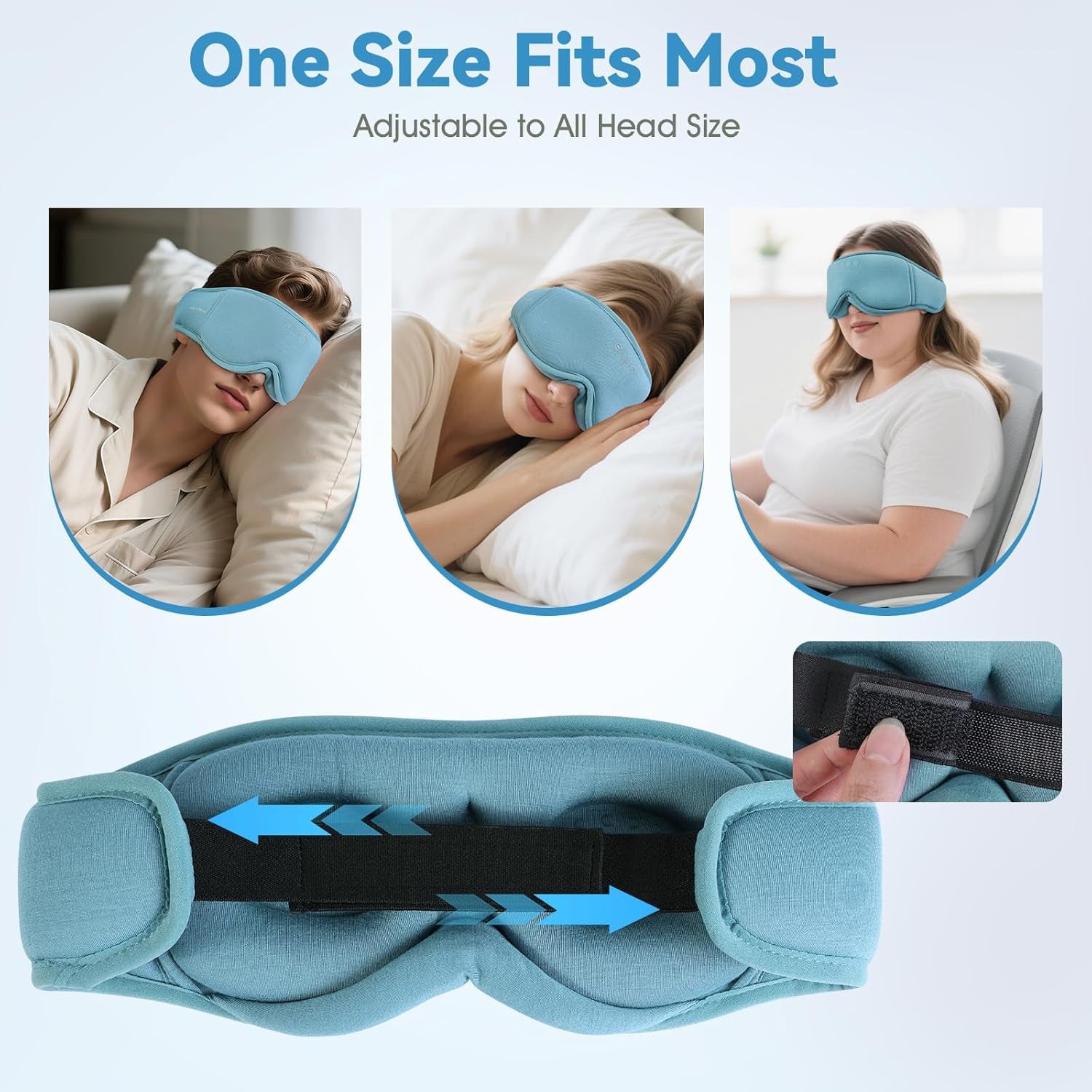 Sleep Mask Headphones | 100% Blackout 3D Organic Bamboo Cotton Eye Mask for Travel & Restful Sleep,Shift Work | Bluetooth 5.4 Sleep Headphone Cool Gadgets Gift for Men & Women!