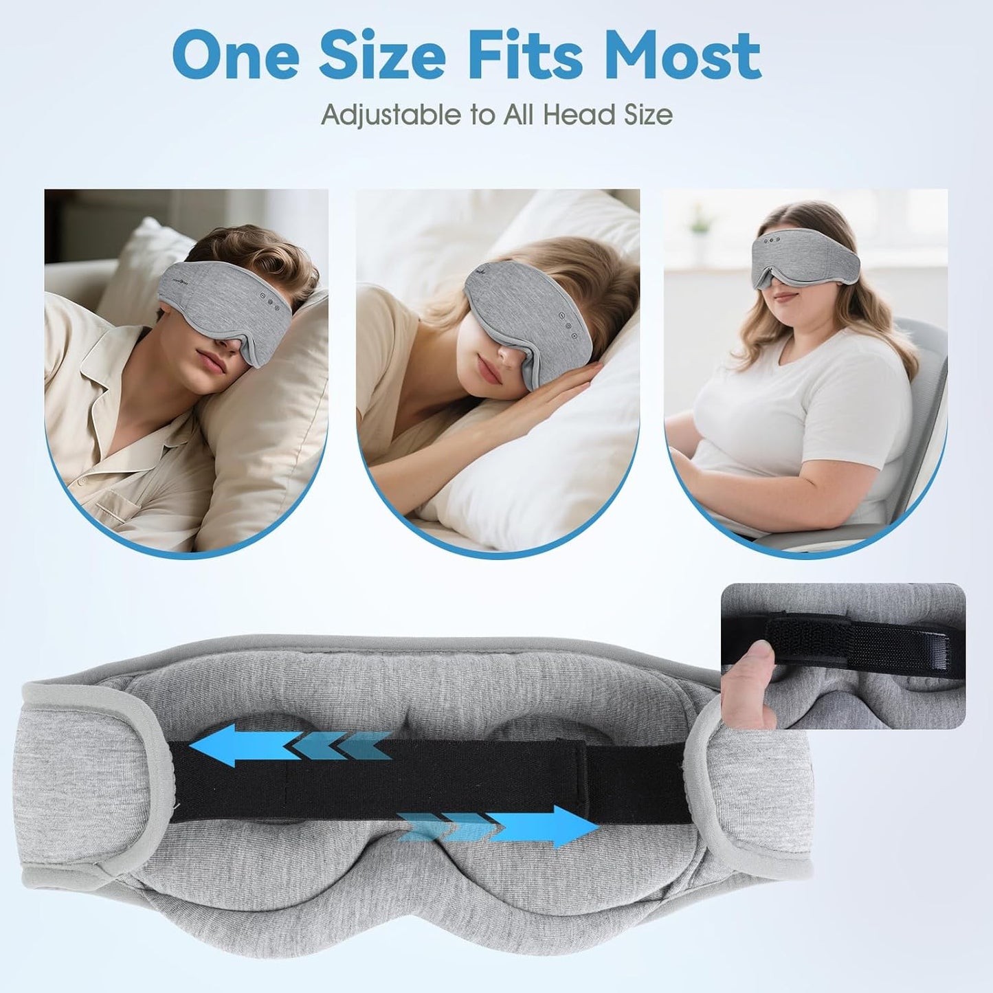 Sleep Mask Headphones | 100% Blackout 3D Organic Bamboo Cotton Eye Mask for Travel & Restful Sleep,Shift Work | Bluetooth 5.4 Sleep Headphones Cool Gadgets Gift for Men & Women!