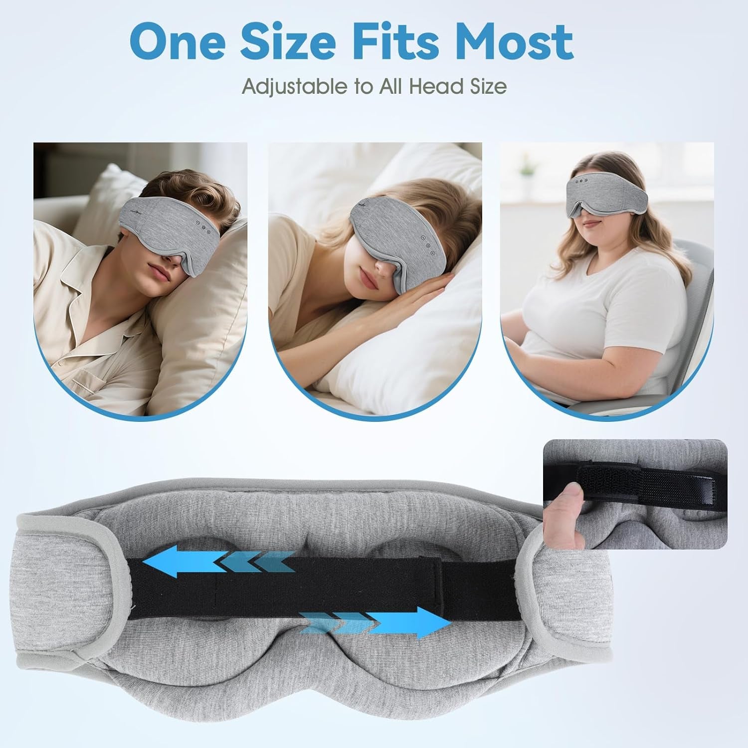 Sleep Mask Headphones | 100% Blackout 3D Organic Bamboo Cotton Eye Mask for Travel & Restful Sleep,Shift Work | Bluetooth 5.4 Sleep Headphones Cool Gadgets Gift for Men & Women!